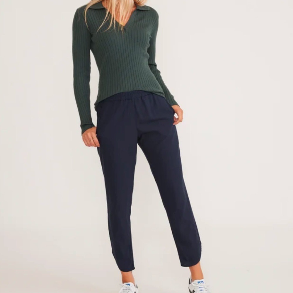MARINE LAYER Women’s Allison Pant in Navy size Small Tulip Hem Pull On